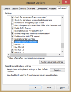 Strict P3P validation setting