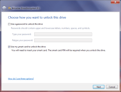 Choosing between passphrase and smart card