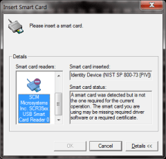 Error when attempting to provision to standard PIV card