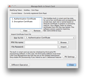 UI for managing certificates