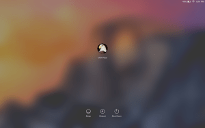 Standard login screen