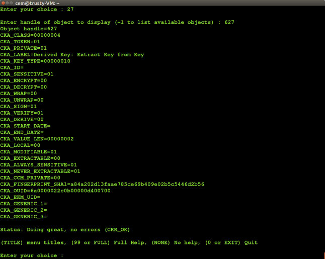 PKCS #11 attributes of derived key