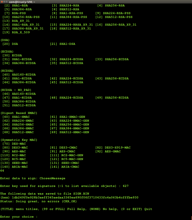 HMAC chosen message using derived key