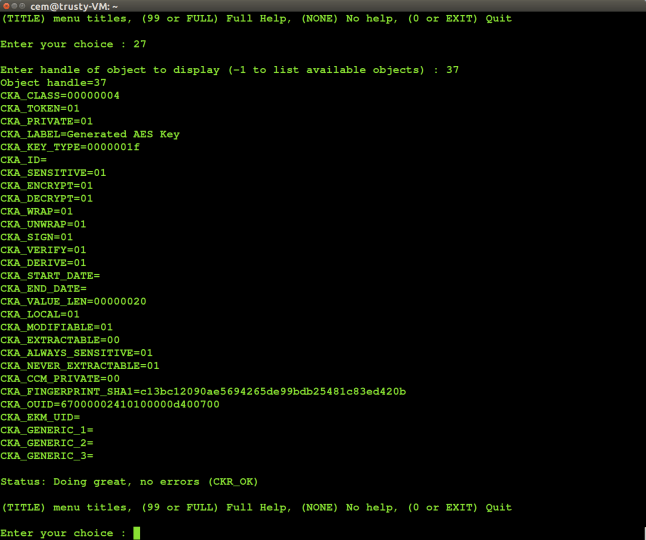 PKCS #11 attributes of original AES key
