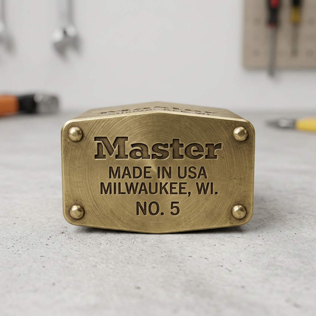 Master Lock No. 5 branding plate